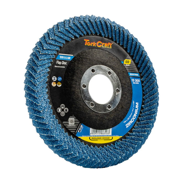 Tork Craft | Flap Disc Round Edge Zirconium 115mm 60 Grit Flat