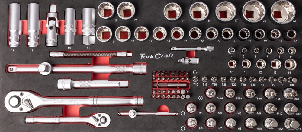 Tork Craft | Tool Box 154Pc 3 Drawer & Top Tray 535 X 255 X 315mm