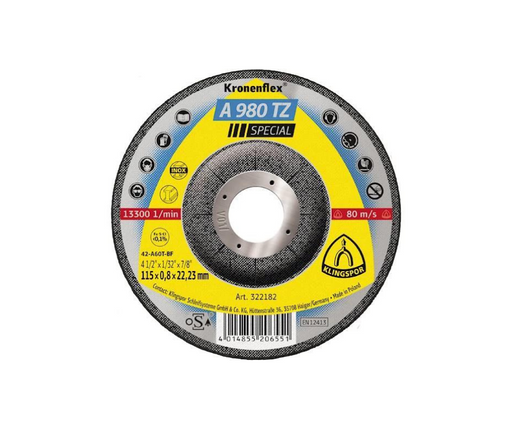 Klingspor | Cutting Disc 115mm x 0.8mm | S/S | KL322182 (each) - BPM Toolcraft