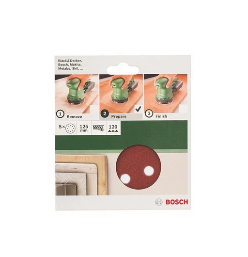 Bosch | Sanding Disc 125mm 120G w/Holes 5Pk - BPM Toolcraft