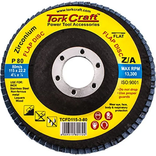 Tork Craft | Flap Disc Zirconium 115mm 80grit Flat - BPM Toolcraft