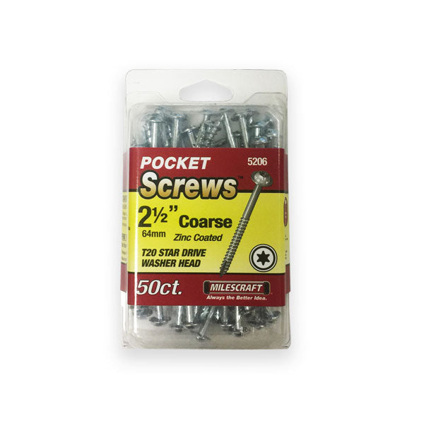 Milescraft | Pocket Screws | Coarse | 2½" 50pc 64mm Zinc Coated - BPM Toolcraft