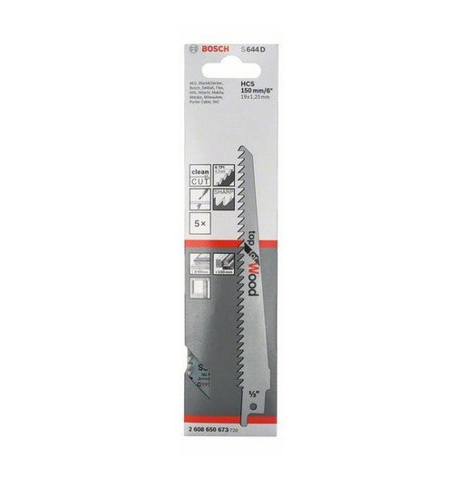 Bosch | Reciprocating Saw Blade S 644 D Top for Wood 5Pk - BPM Toolcraft