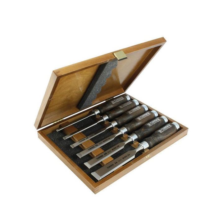 Narex | Set of Bevel Edge Chisels with Steel Ferrule in Wooden Box 6Pc