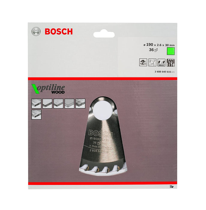 Bosch | Circular Saw Blade 190 x 30mm x 36T Optiline for Wood