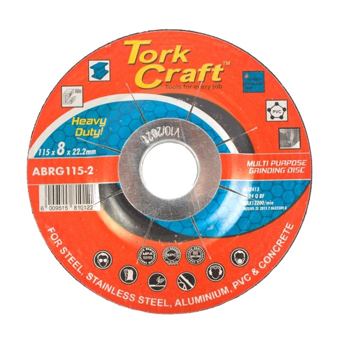 Tork Craft | Grinding Disc Multi Purpose 115 X 8,0 X 22,2mm Steel & Concrete