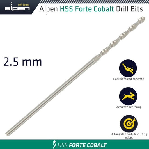 Alpen | Cobalt Drill Bit 2,5mm | ALP183025 - BPM Toolcraft