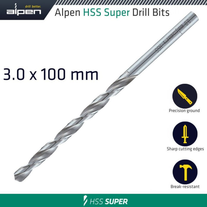 Alpen | HSS Super Drill Bits 3X100mm - BPM Toolcraft