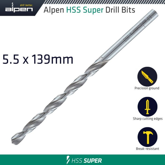 Alpen | HSS Super Drill Bits 5.5X139mm - BPM Toolcraft