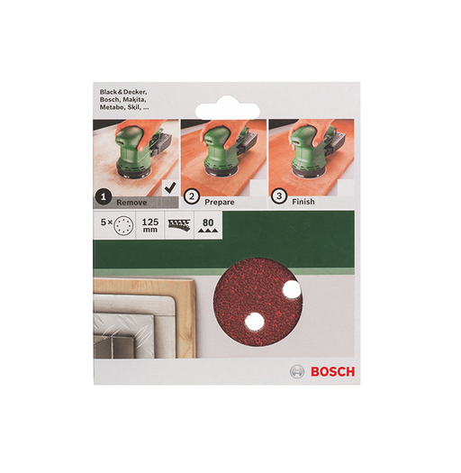 Bosch | Sanding Disc 125mm 80G w/8 Holes 5Pk - BPM Toolcraft