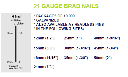 Cadex | T40 Brad Nails 21 Gauge 40mm Galvanised 2000Pc - BPM Toolcraft