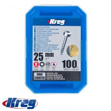 Kreg | Pocket-Hole Screws Zinc, 1" Coarse, Pan Head, 100Pc KR SPS-C1-100-INT (Online only) - BPM Toolcraft