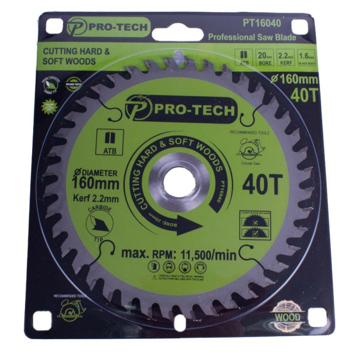 Pro-Tech | Saw Blade TCT 160 x 2.2 x 20 x 40T Wood Prof.