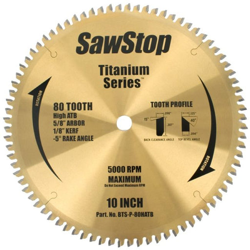 SawStop | Combination Saw Blade Titanium Series 254mm X 80T - Online Only - BPM Toolcraft