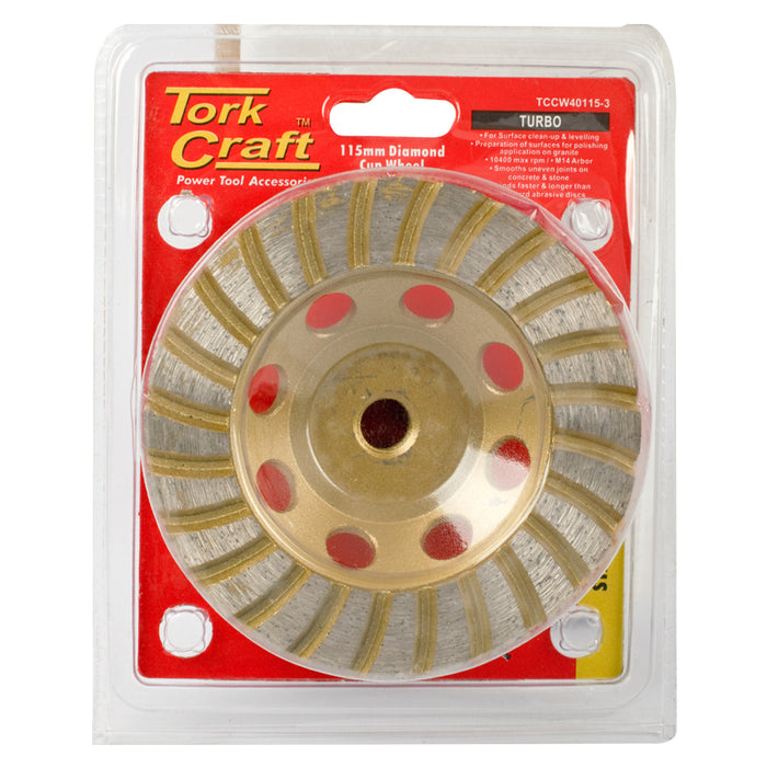 Tork Craft | Diamond Cup Wheel 115mm X M14 Turbo Cold Pressed