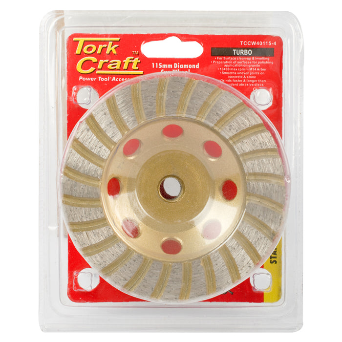 Tork Craft | Diamond Cup Wheel 115mm X M14 Turbo Laser Welded