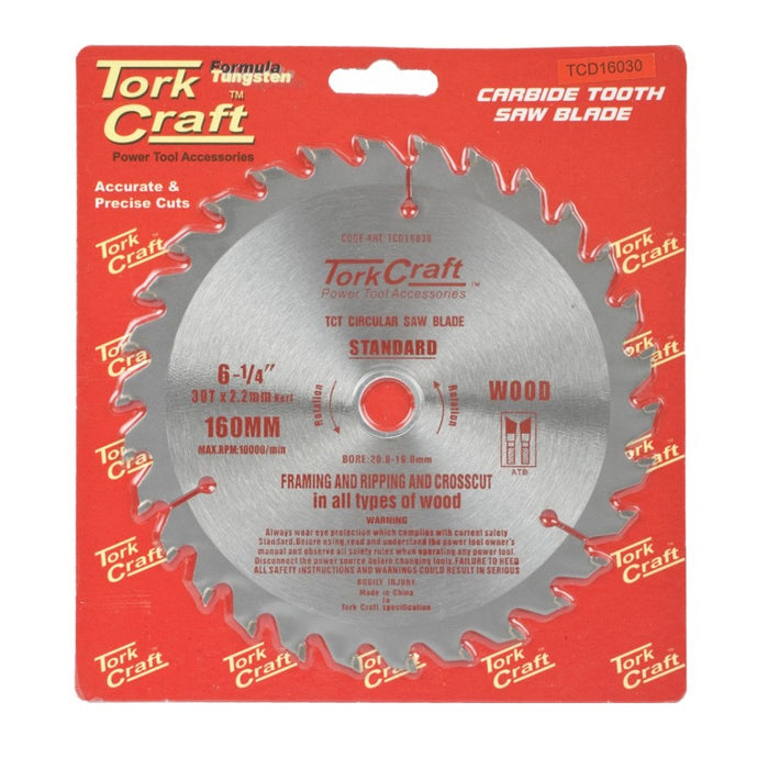 Tork Craft | Saw Blade TCT 160X30T 20/16mm General Purpose Combination Wood