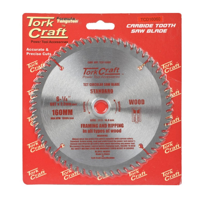 Tork Craft | Saw Blade TCT 160X60T 20/16mm General Purpose Cross Cut