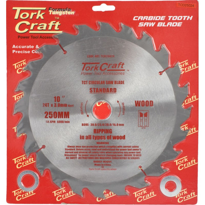 Tork Craft | Saw Blade TCT 250X24T 30/16mm General Purpose Rip