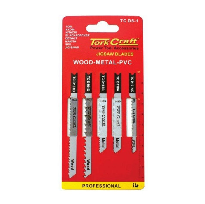 Tork Craft | Jigsaw Blades U-Shank 5Pc Assorted
