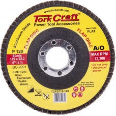 Tork Craft | Flap Sanding Disc 115mm 120grit Flat - BPM Toolcraft