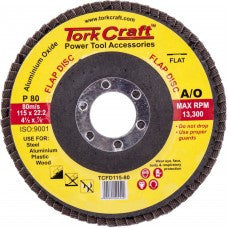 Tork Craft | Flap Sanding Disc 115mm 80grit Flat - BPM Toolcraft