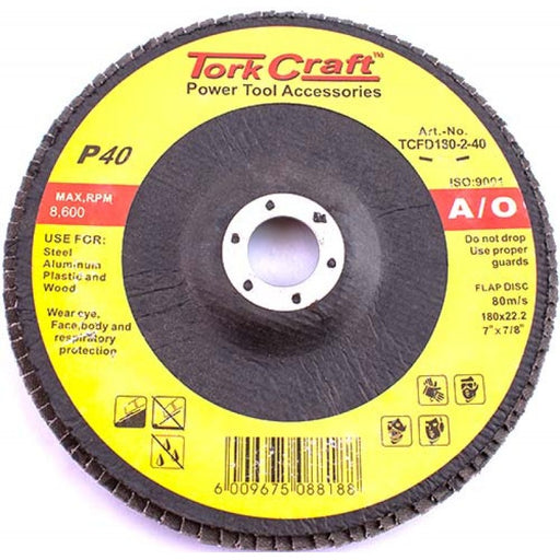 Tork Craft | Flap Sanding Disc 180mm 40grit Angled - BPM Toolcraft