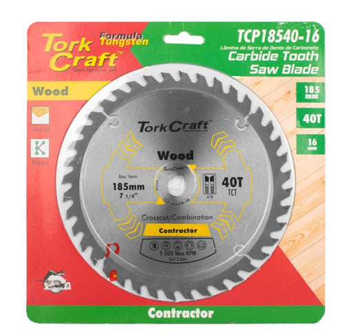 Tork Craft | Saw Blade TCT 185x40T 16mm Wood Contractor - BPM Toolcraft