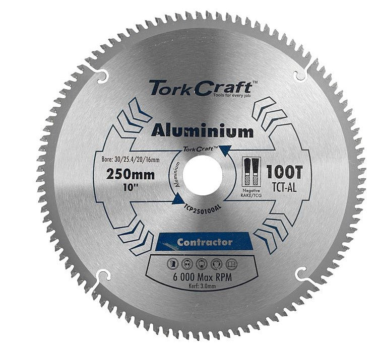Tork Craft | Saw Blade TCT 250X100T 30/25,4/20/16mm Aluminium Contractor