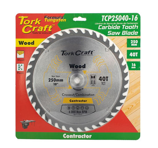 Tork Craft | Saw Blade TCT 250x40T 30/25,4/20/16mm Wood Contractor - BPM Toolcraft