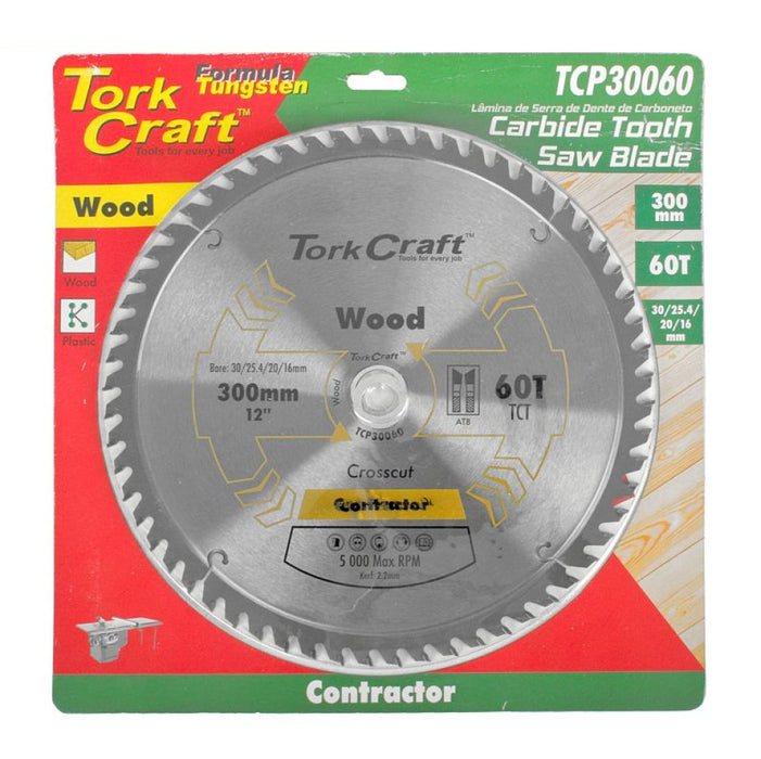Tork Craft | Saw Blade TCT 300x60T 30/25,4/20/16mm Wood Contractor - BPM Toolcraft