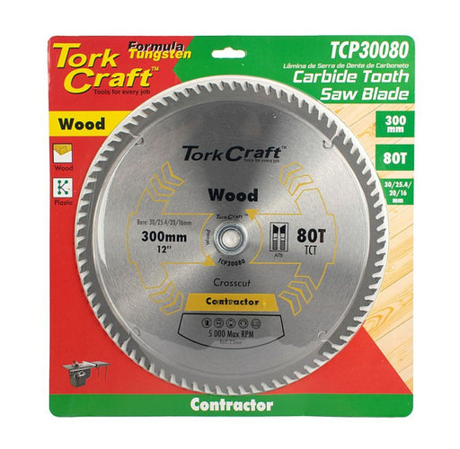 Tork Craft | Saw Blade TCT 300x80T 30/25,4/20/16mm Wood Contractor - BPM Toolcraft