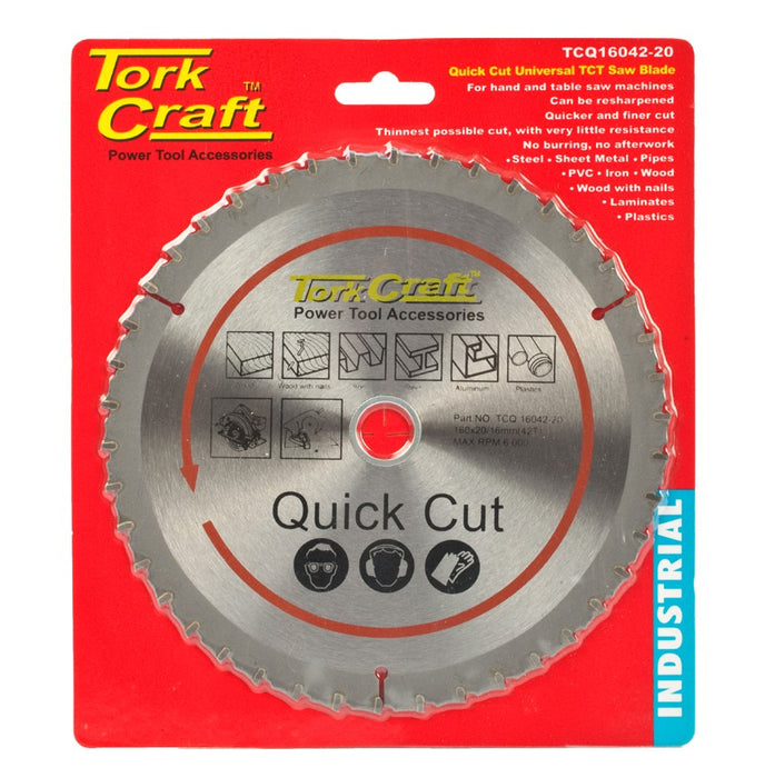 Tork Craft | Saw Blade TCT 160X42T 20/16mm Universal Quick Cut