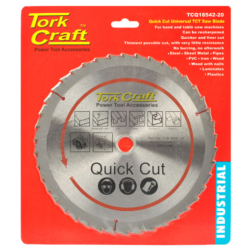 Tork Craft | Saw Blade TCT 185x42T 20/16mm Quick Cut Universal - BPM Toolcraft