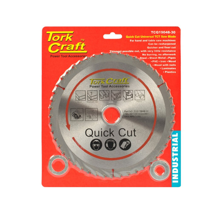 Tork Craft | Saw Blade TCT 190X48T 30/25,4/20/16mm Quick Cut Universal