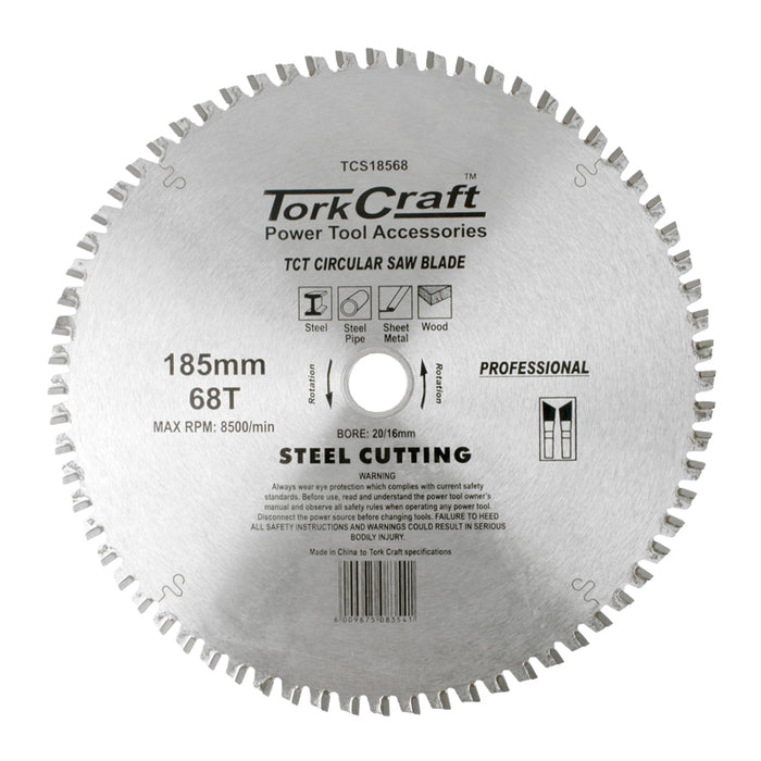 Tork Craft | Saw Blade TCT 185X68T 20/16mm Steel Cutting