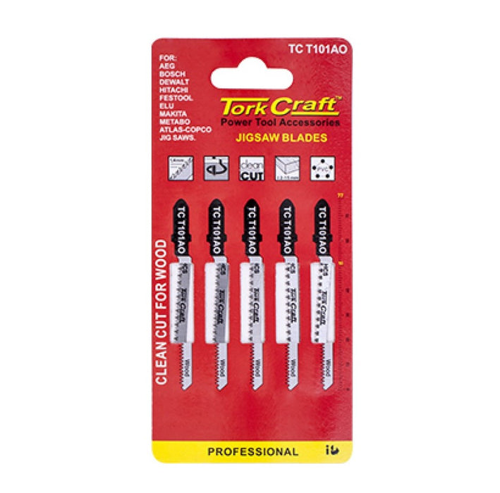Tork Craft | Jigsaw Blades T-Shank 20Tpi Wood 1,3mm 77mm 5Pc
