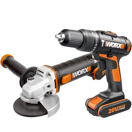 Worx | Impact Drill & A/Grinder, 115mm, 20V, 2X2,0Ah Batteries, w/Carry Bag (Online Only) - BPM Toolcraft