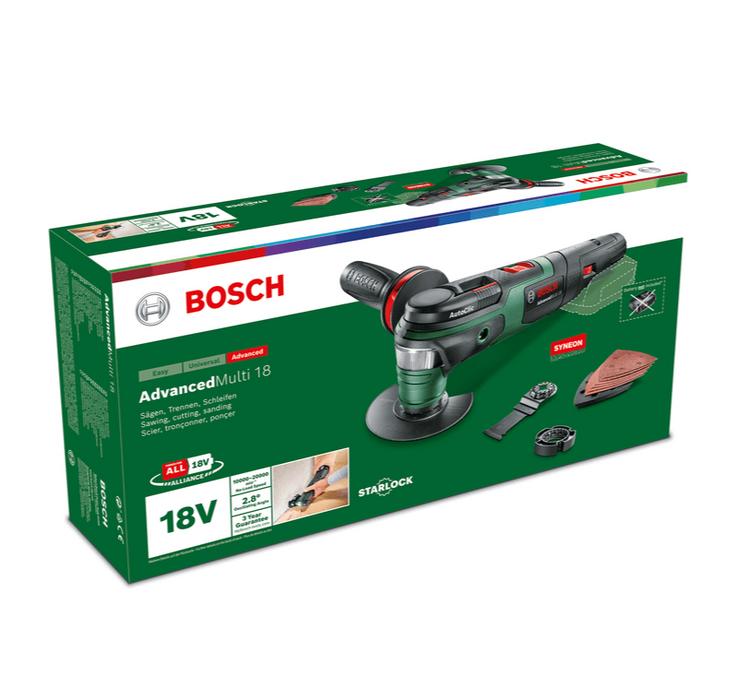 Bosch DIY 0603104001 AdvancedMulti 18 Battery Multitool 18 Volt 2.5 Ah  Li-ion