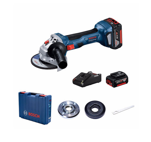 Bosch Professional | Cordless Angle Grinder GWS 180-LI + 2 x 4Ah Batteries + Charger (Online Only) - BPM Toolcraft