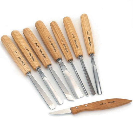 Pfeil | Swiss Carving Chisel Set Starter 8 Tools w/ Canvas Roll | 060RO8(Online Only) - BPM Toolcraft